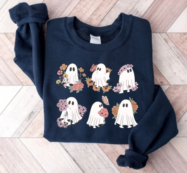 Cute Ghost with Flowers